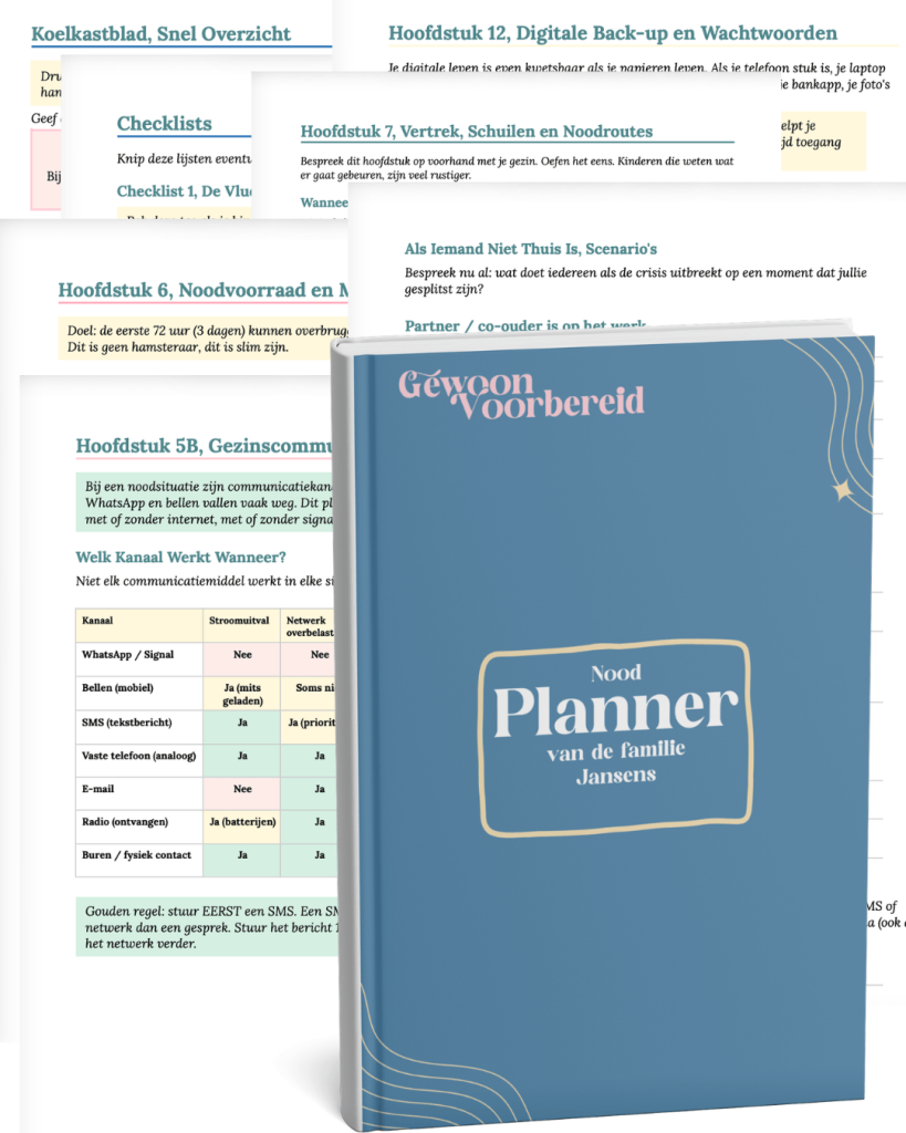 wat zit er allemaal in de noodplanner